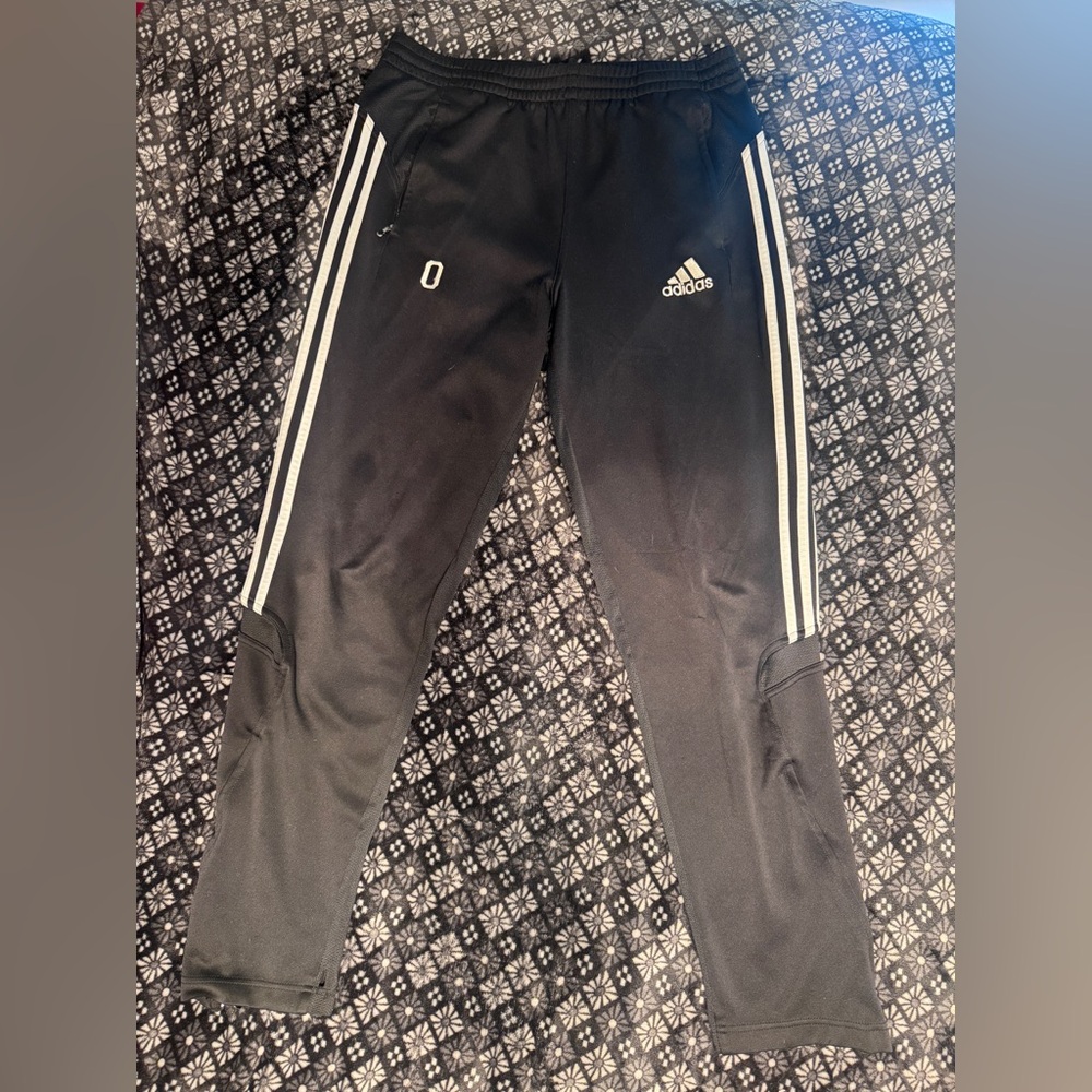 Adidas Black and White Joggers with Iconic Stripes